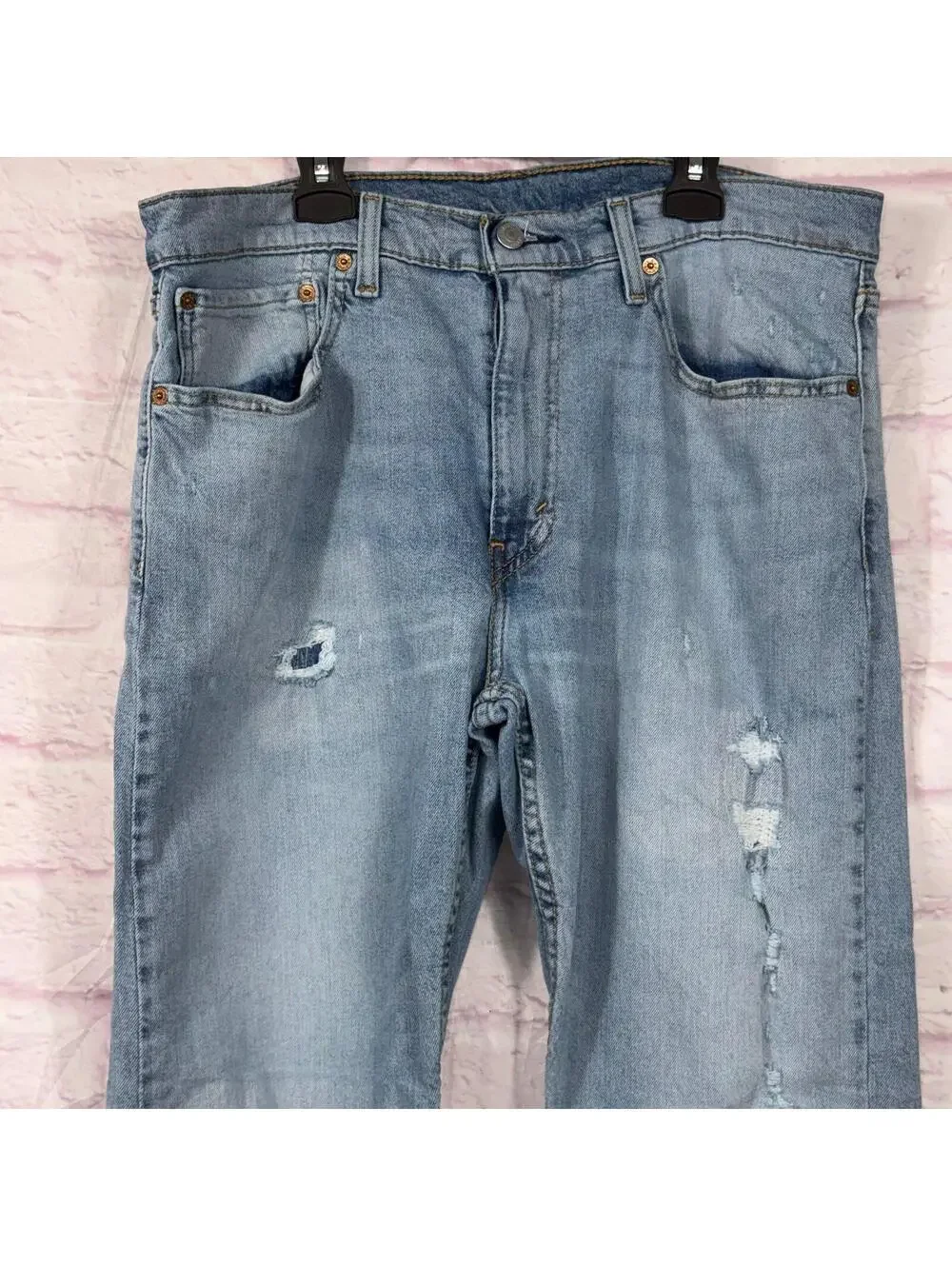 Levi's 512 Slim Tapered Distressed Jeans Size 36x32 - Picture 2 of 11